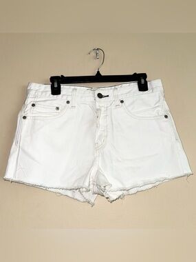 Free People White Button Fly Cutoff Denim Cotton Shorts Size w 28